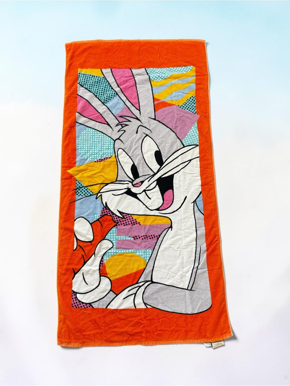 Vintage 1986 Bugs Bunny Beach Towel Looney Tunes 80s Orange Excellent, Bright